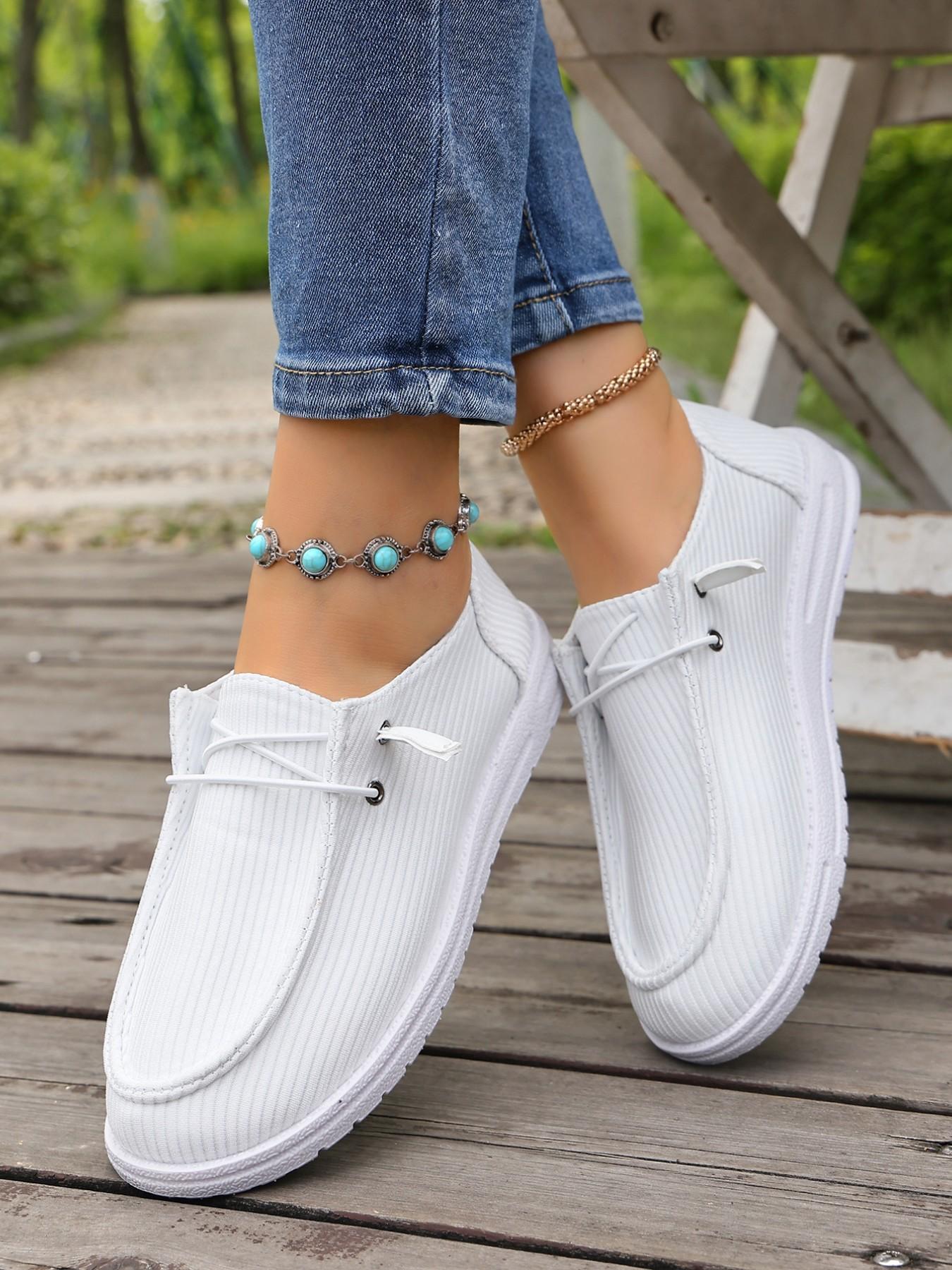 Women's Lightweight Slip-On Casual Shoes, Breathable Fabric Walking Shoes, Comfortable Air Cushioning, Ideal for Summer and Medical Environments, Casual Indoor Footwear