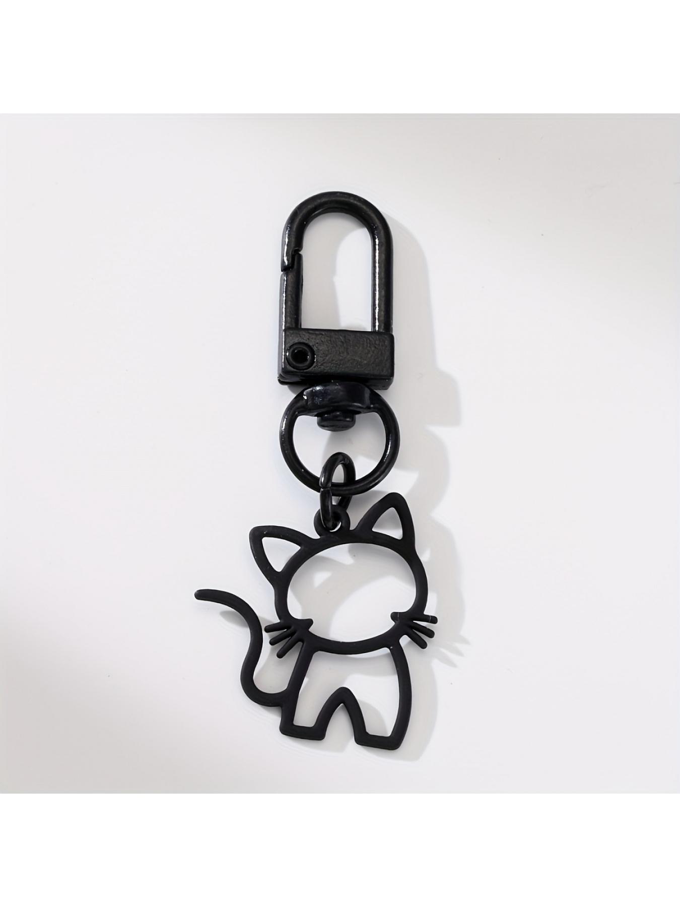 1pc Cute Cat Keychain with Hollow Design - Alloy Car Key & Backpack Charm, Colorful Cat Keyring for Valentine's Day Gift, Men's Fashion Accessory, Playful Key Holder | Quality Metal Ring Attachment, Cute Keychain