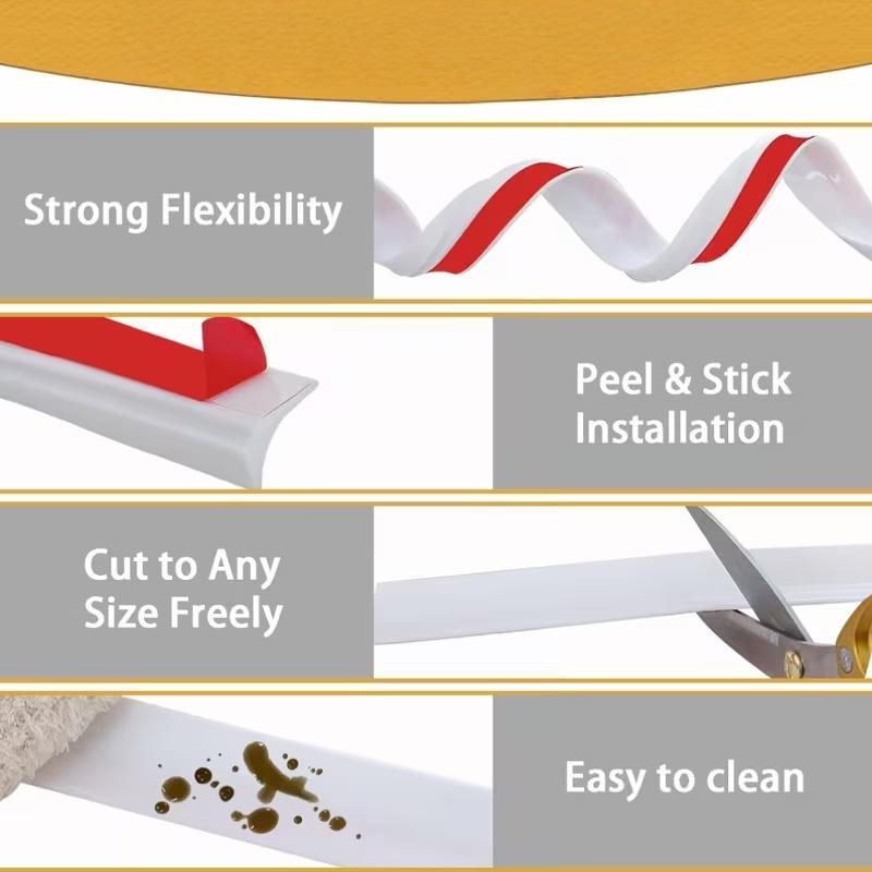 1pc 2meters Self-adhesive notch water stopper, Self-Adhesive Kitchen Countertop Sealing Strip, Sink Edges and Stove Side Gap Strip, Bathroom Washbasin Countertop Strip, for Wet and Dry Area Separation