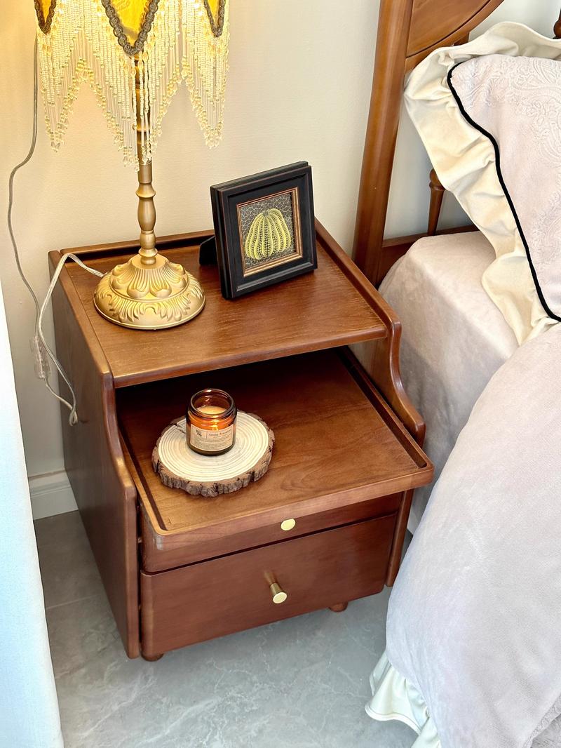 Elegant Small Nightstand, Solid wood - No MDF, Space-Saving Bedside Table with Drawers