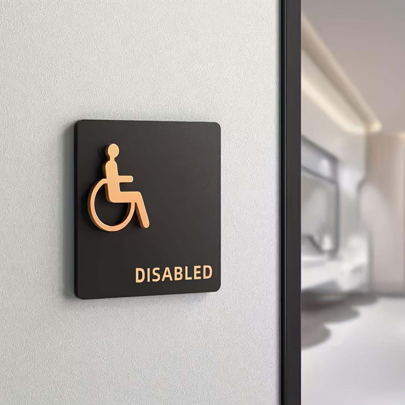 Acrylic Plastic Bathroom Sign, Adhesive Backed, Unisex Restroom Door Plate, 3D Icon, Stylish Decorative Design, 4.72*4.72in