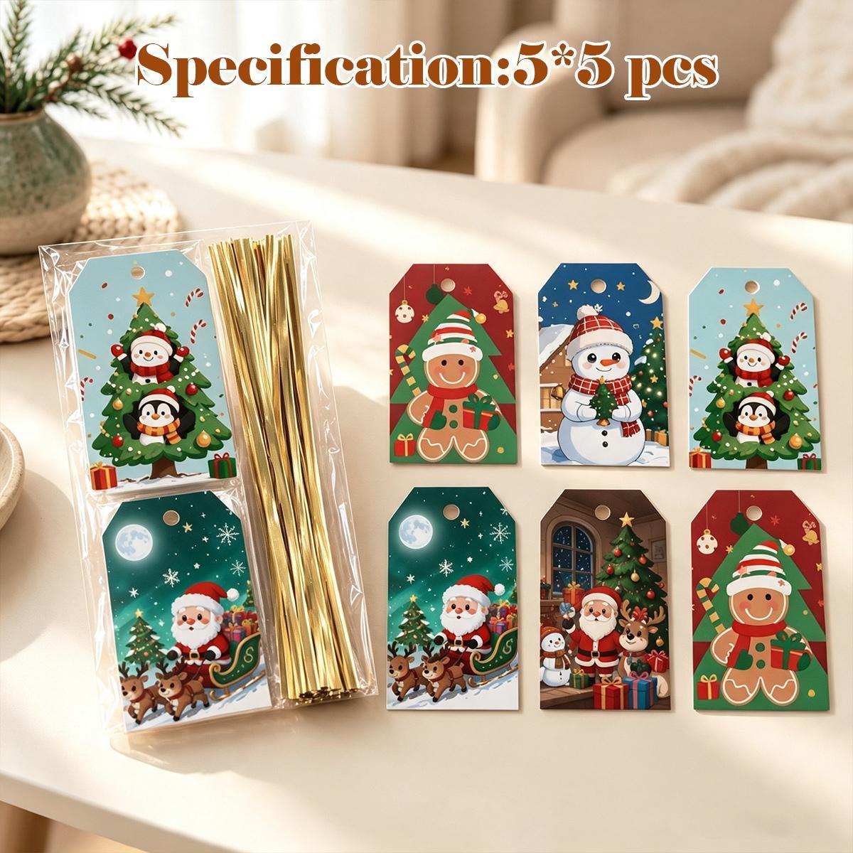 2026 25PCS Christmas Gift Bags Set with Gift Tags, Luxury Foil Xmas Treat Bags, Holiday Party Favor Bags for Candy, Cookies, Small Gifts & Christmas Decorations