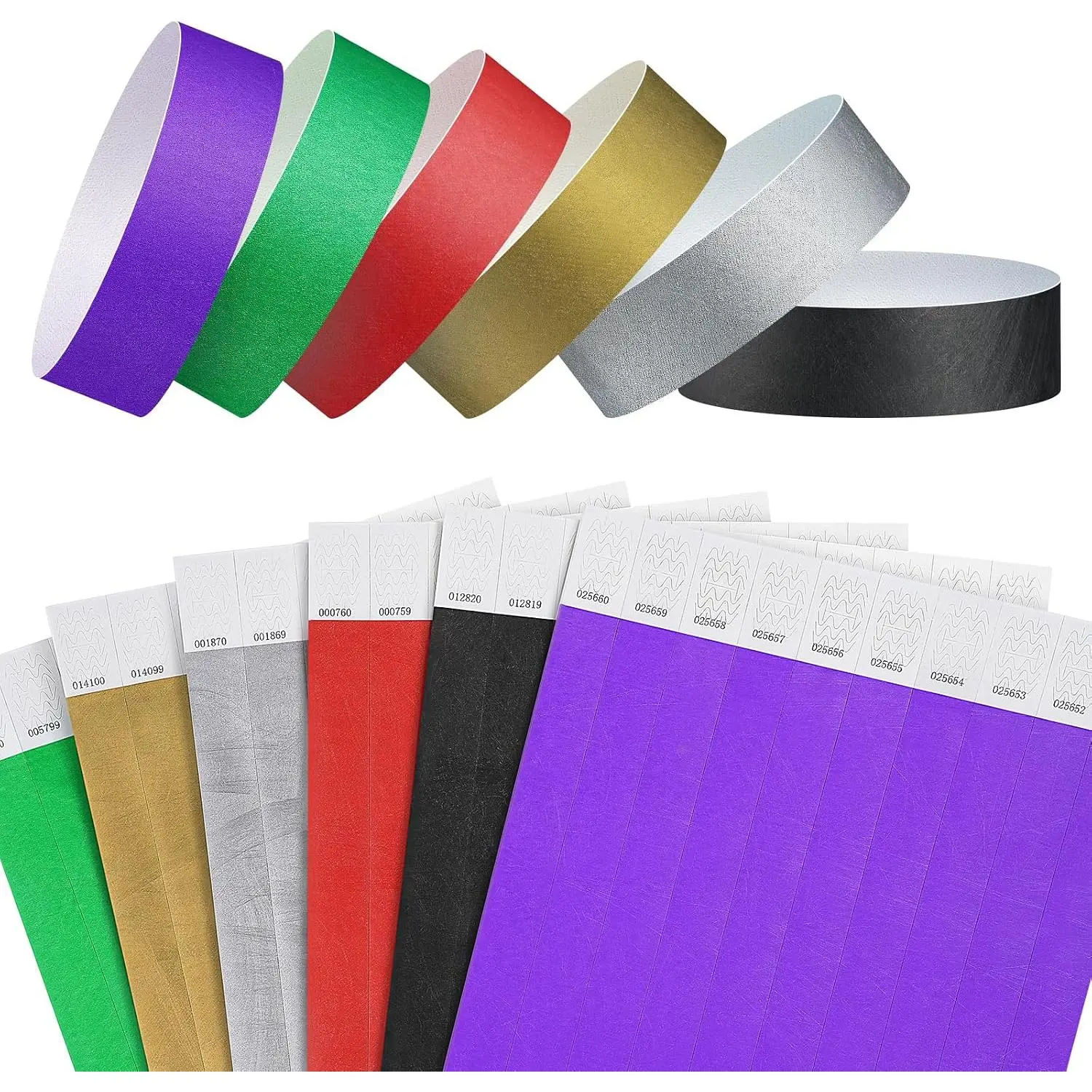 Paper Wristbands for Events, 360 count Printable Wristbands Colored Adhesive Wrist Bands  Hand Bands for Events, Party, VIP , 6 Colors