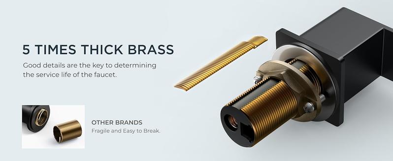 FORIOUS Bathroom Faucets, Waterfall Bathroom Faucet 3 Hole, 8 Inch Widespread Bathroom Sink Faucet with Metal Pop-up Drain and Hose, for Sink Vanity