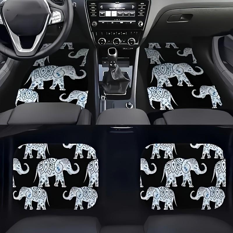 4pcs Universal Car Floor Mats, Elephant Print Thick Design, Fun Decor for Tesla Mdy, Small Cars, Suvs, Halloween, Christmas Gifts