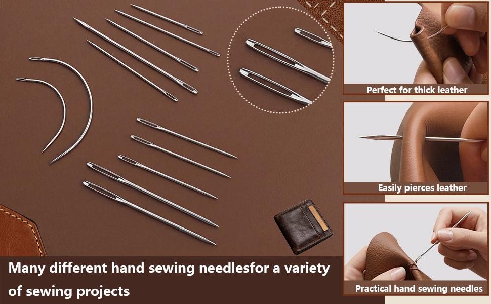 Leather Sewing Kit, Upholstery Repair Kit with Waxed Thread, Sewing Awl, Needles, Heavy Duty Hand Stitching Tools for Car Seats, Sofa, Carpet, DIY Leather Crafts Leather Sewing Kit, Upholstery Repair Kit with Waxed Thread, Sewing Awl, Needles, Heavy Duty Hand Stitching Tools for Car Seats, Sofa, Carpet, DIY Leather Crafts