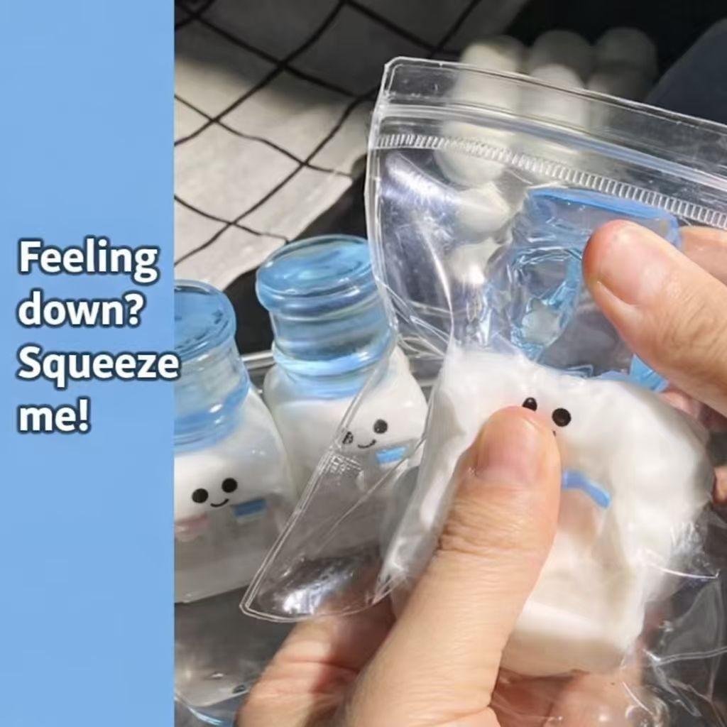 Cute Simulation Drinking Machine, a squeezable sensory toy with a soft, bouncy texture. Perfect for stress relief in various settings, a fun social icebreaker, and a creative desktop decoration.