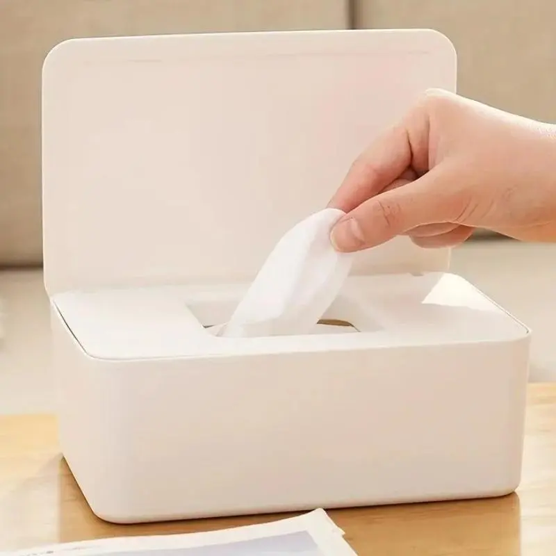 1PC Wet Wipes Storage Box Sealed Wet Tissue Box with Lid Living Room Desktop Wet Wipes Container Plastic Sealed Tissue Box