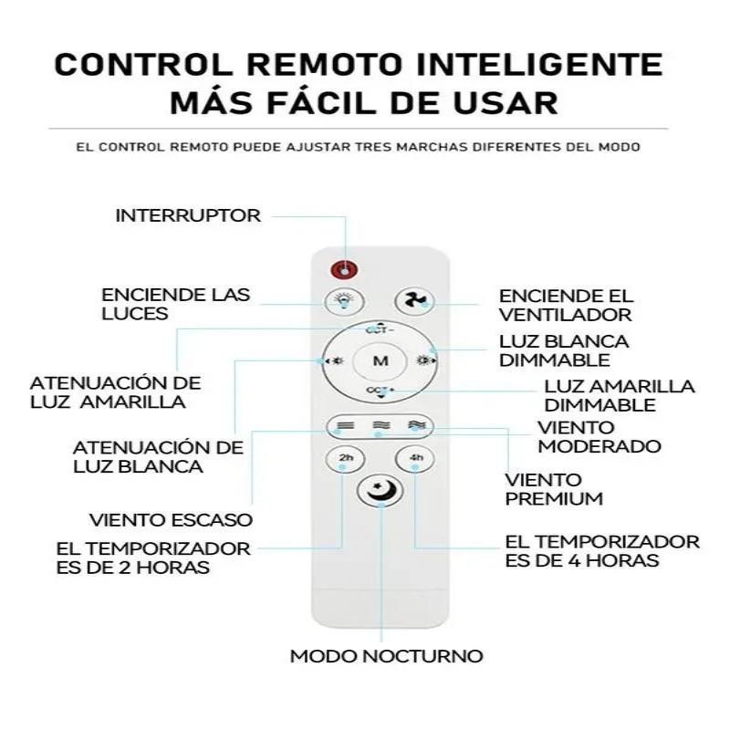 30w LED Ceiling Fan with Remote Control, Adjustable Lights, 360° Direction, 5 Blades, 3 Color Temperatures, 3 Speeds, Timer, No Battery Needed, Bedroom, Living Room