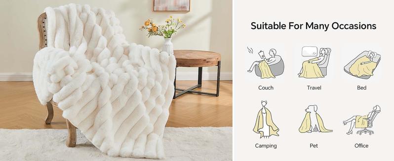 BEDELITE Striped Blanket for Couch Soft Cozy Fluffy Light Weight Warm Plush Fuzzy 300GSM Valentine's Day gift Machine Washable 50x60 Twin 60x80 Queen 90x90 King 108x90 Spandex Blend Ultra Soft