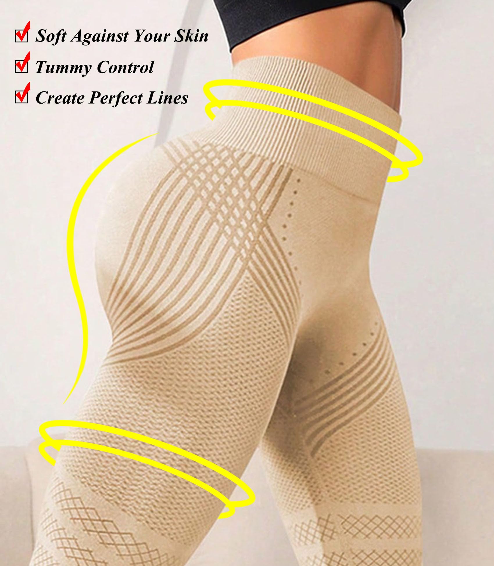 RICH BRIA 3D Scrunch Butt Lifting Leggings - High Waisted Compression Seamless Tummy Control Butt Sculpting Workout Pants Anti Cellulite Yoga Tights for Women - Firm & Smooth Gym Activewear XS-4XL