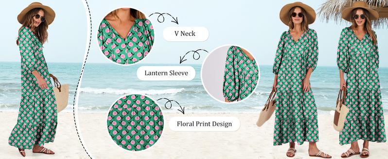 ANRABESS Womens Boho Maxi Dresses 2025 Summer V Neck Puff Sleeve Floral Flowy Swing Casual vacation Long Dress Boho Sundress Plus size Maxidresses Outdoor Womenswear ANRABESS Womens Boho Maxi Dresses 2025 Summer V Neck Puff Sleeve Floral Flowy Swing Casual vacation Long Dress Boho Sundress Plus size Maxidresses Outdoor Womenswear