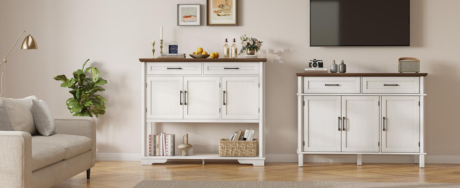 【SPOTLIGHT DAY】ONBRILL 48'' Sideboard With Storage Shelves And 2 Drawers & Cabinets For Kitchen, Hallway