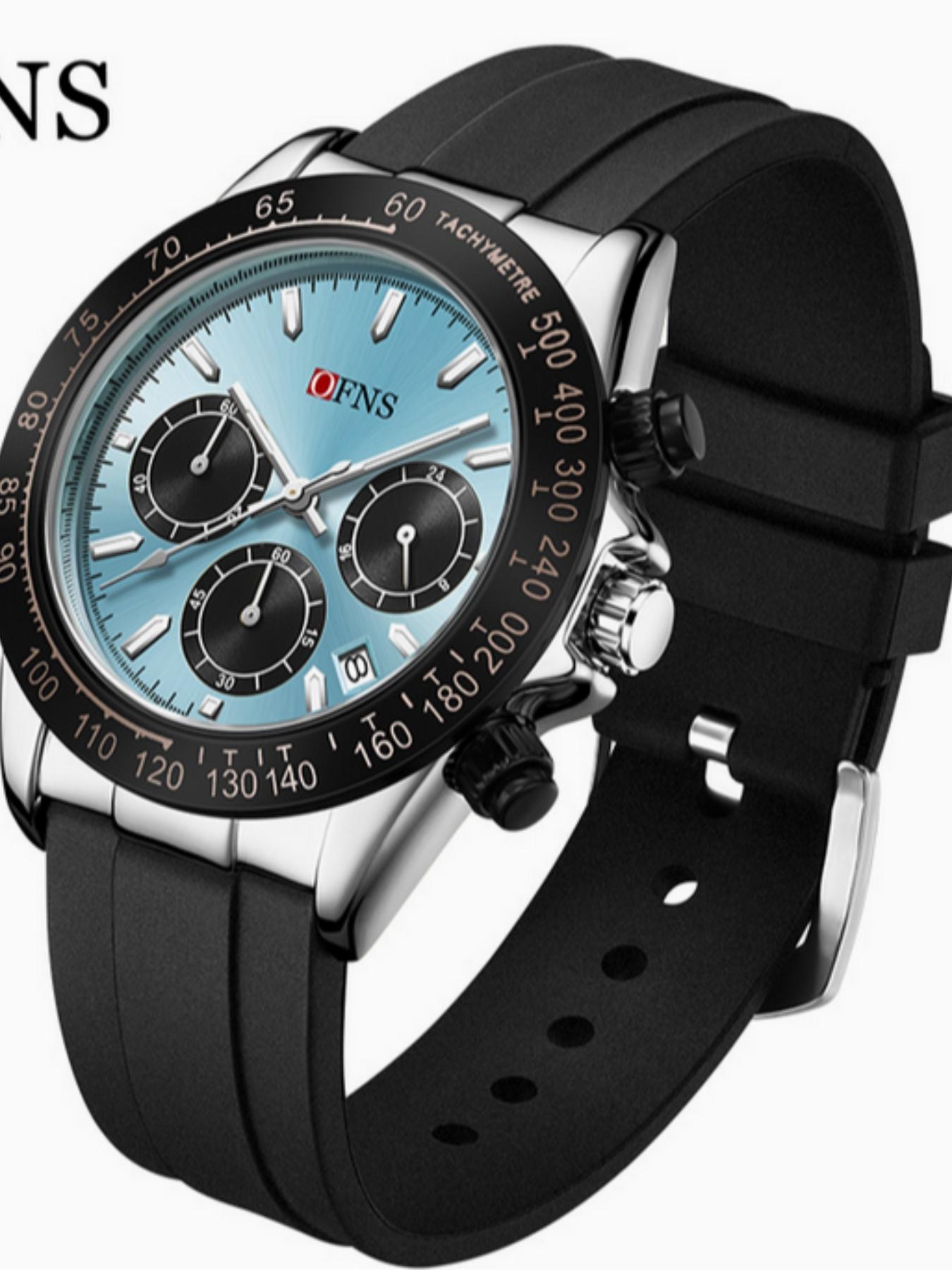 OFNS Quartz Watch, Waterproof Sport Three Eyes Six Hands Calendar, Men's Business Casual Night Light Fashion, Unisex Round Analog Face