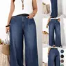 Plus Size Wide Leg Jeans for Women, High Waist Patchwork Design, Loose Fit Denim Jeans, Comfortable and Stylish