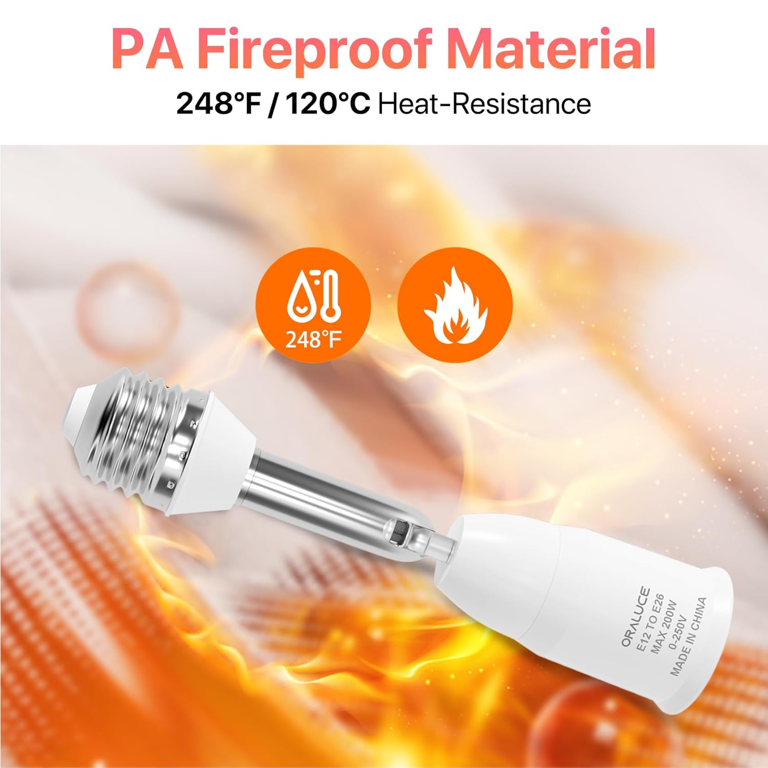 2 Pack E26 Light Socket Extender - Standard Medium Base Adapter, Adjustable 180° & 360°, Bulb Adapter Converter Max 200W, 0-250V