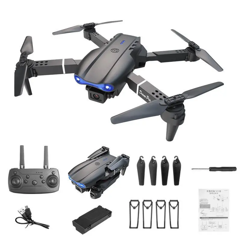 E99Pro RC Quadcopter with Adjustable Lens, Equipped with Two Batteries for Outdoor Recreational Flying