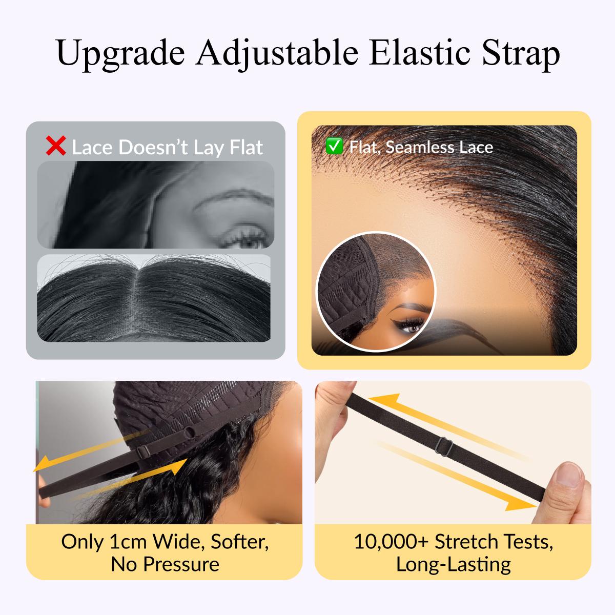 Sunber Water Wave 7x5 Bye Bye Knots Glueless Human Hair Wigs Pre Cut Lace Wigs Flexible Cap Size Drawstring Wig