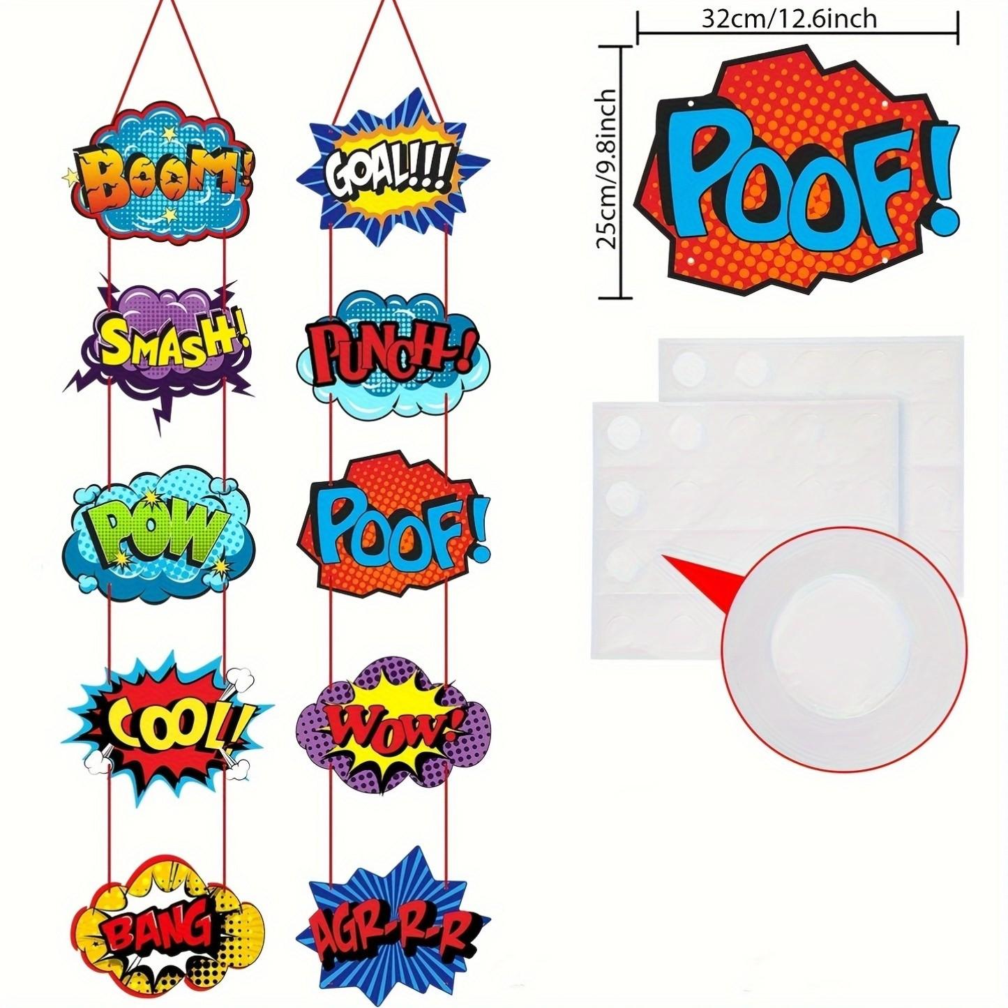 Hero Action Sign Cutouts, Super Fun Hero Theme Party Supplies, Door Hero Sign, Birthday Party Decoration, Wall Decorations