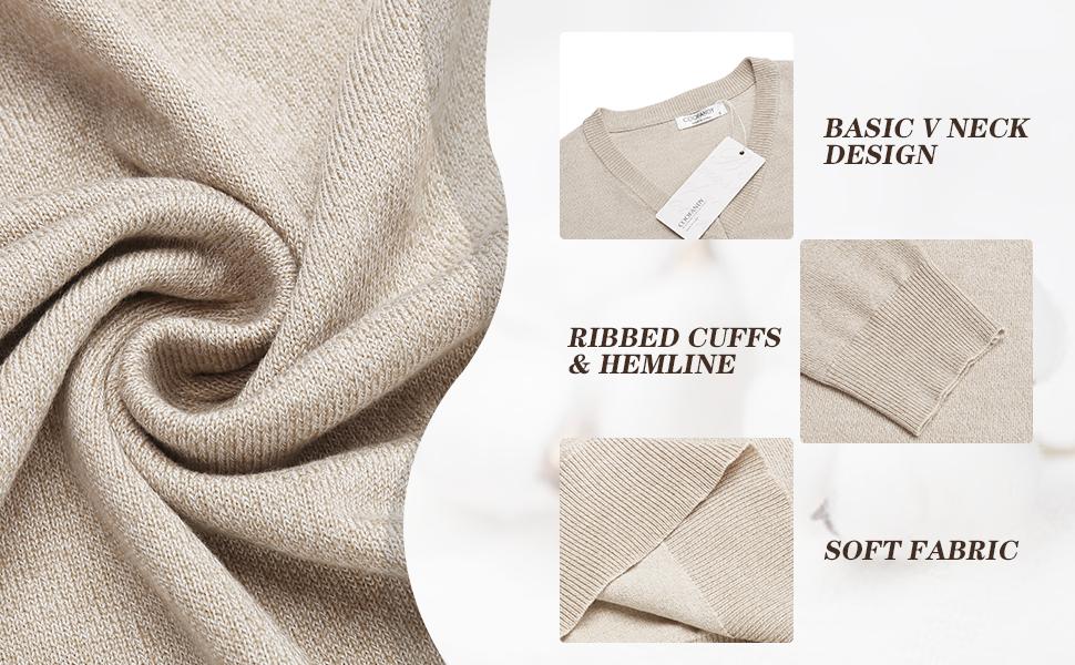 COOFANDY men's casual V-neck sweater ribbed knit slim fit long sleeved pullover, Roman knit men's top, a choice for autumn and winter. (Excluding lining) Knitwear Menswear
