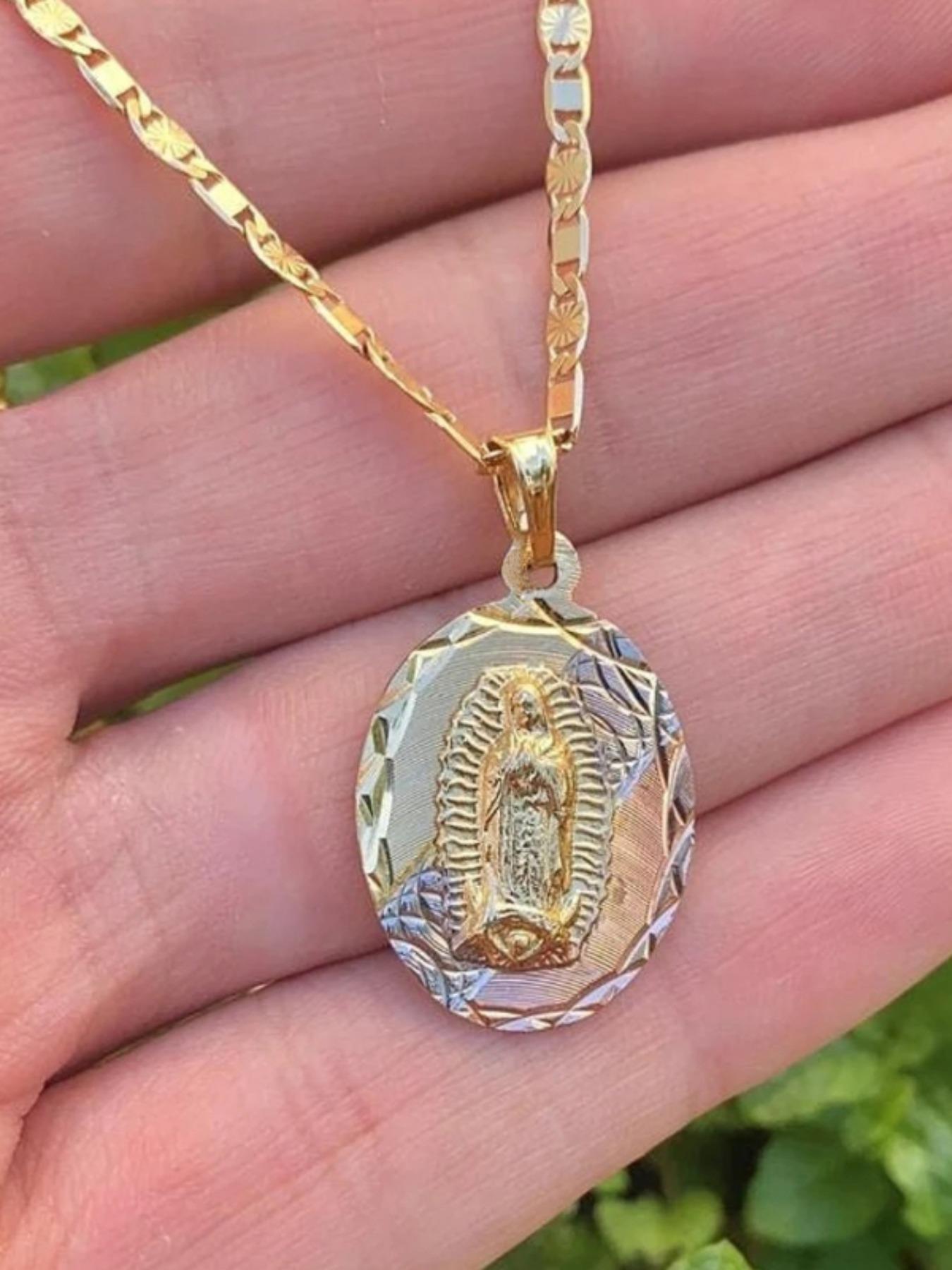 Vintage Three-Color Virgin Mary Pendant Cross Charm Necklace, Unisex Casual Creative Jewelry, Zinc Alloy Chain, Perfect for Daily Commute Parties Gifts