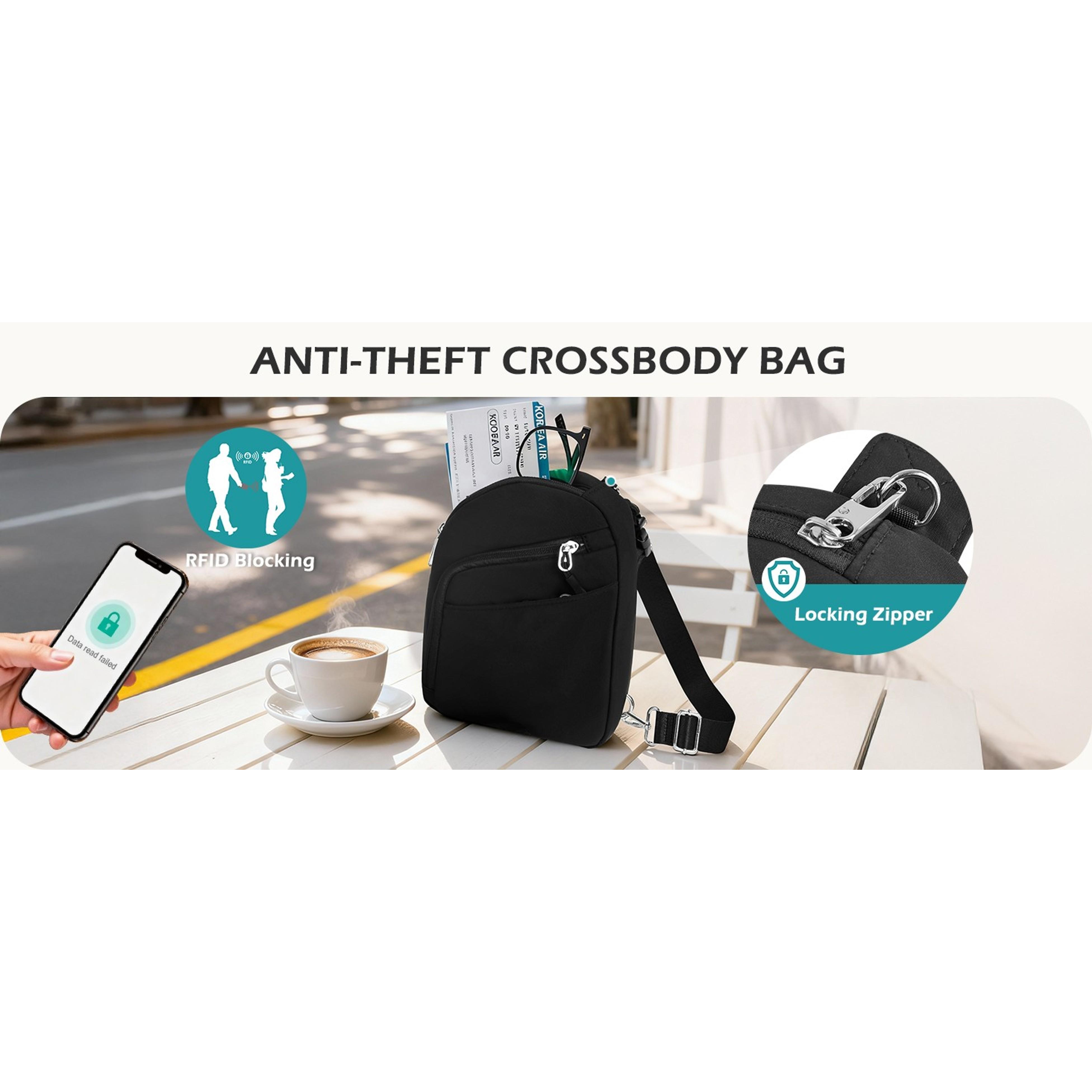 Anti-Theft Crossbody Sling Bag for Women & Men, Small Travel Shoulder Purse Wallet with RFID BlockingGift