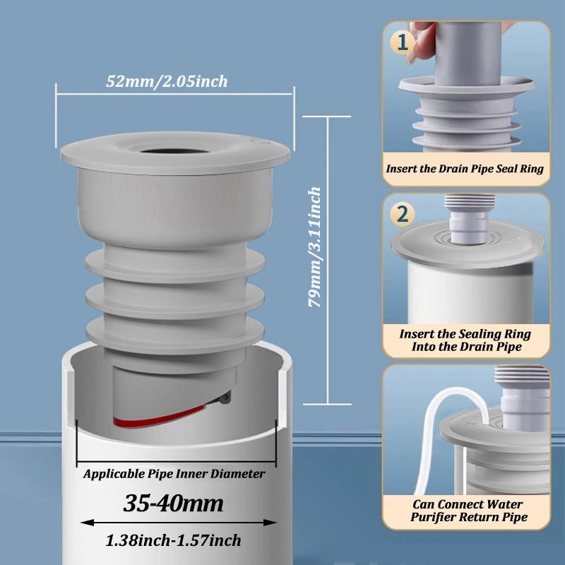 Silicone Bathroom Sewer Seal Ring, Kitchen Sink Sewer Pipe Plug, Washing Machine Anti-odor Leakage Floor Drain Connector Stopper