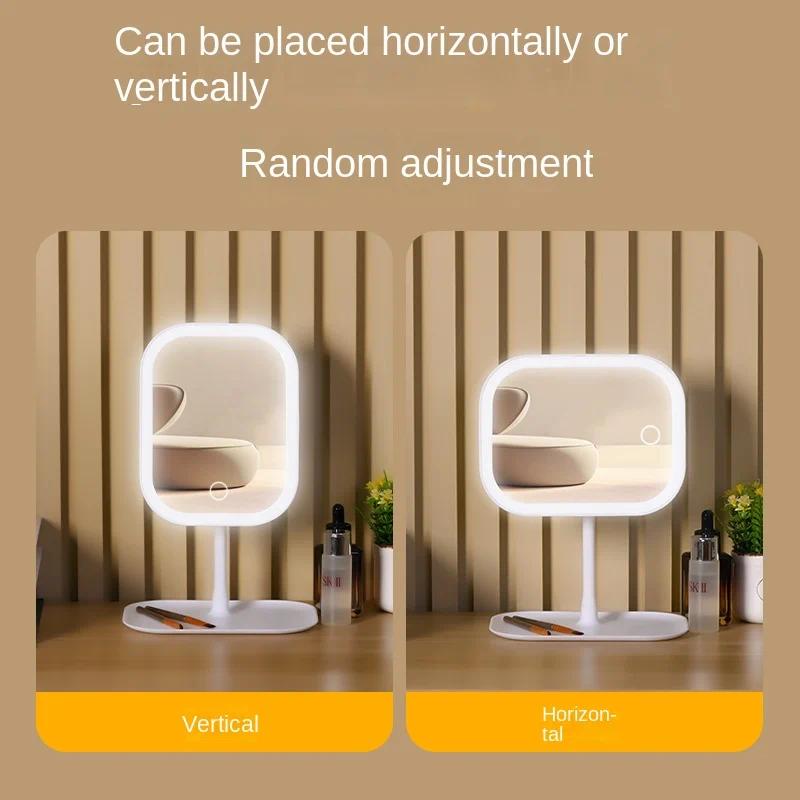 Unique Designer Vanity Mirror Three ColorsLEDLight Makeup Mirror Touch Control Desktop Mirror Bedroom Dressing Mirror