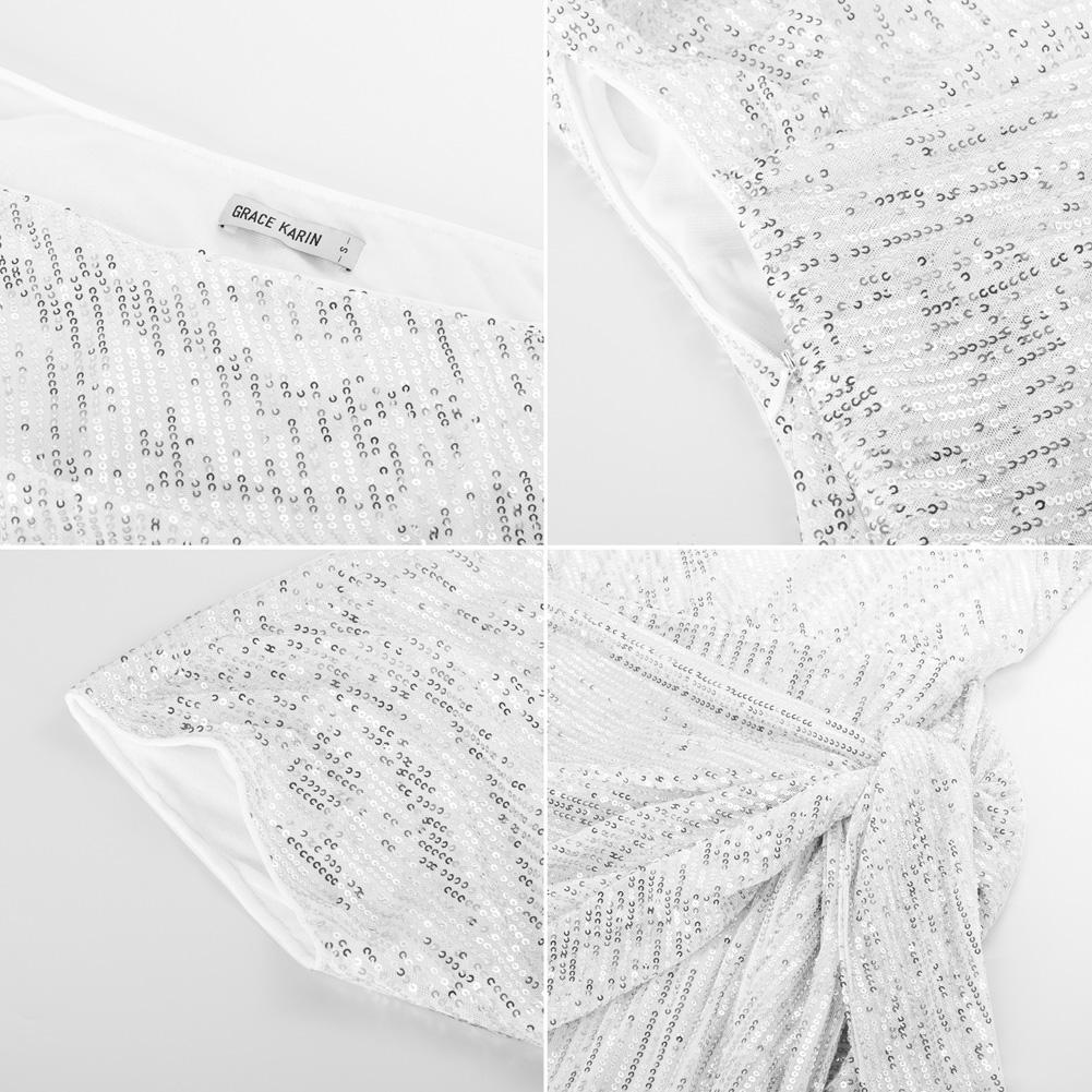 GRACE KARIN Cocktail Dresses for Evening Party One Shoulder Ruched Sequin Dresses GRACE KARIN Cocktail Dresses for Evening Party One Shoulder Ruched Sequin Dresses