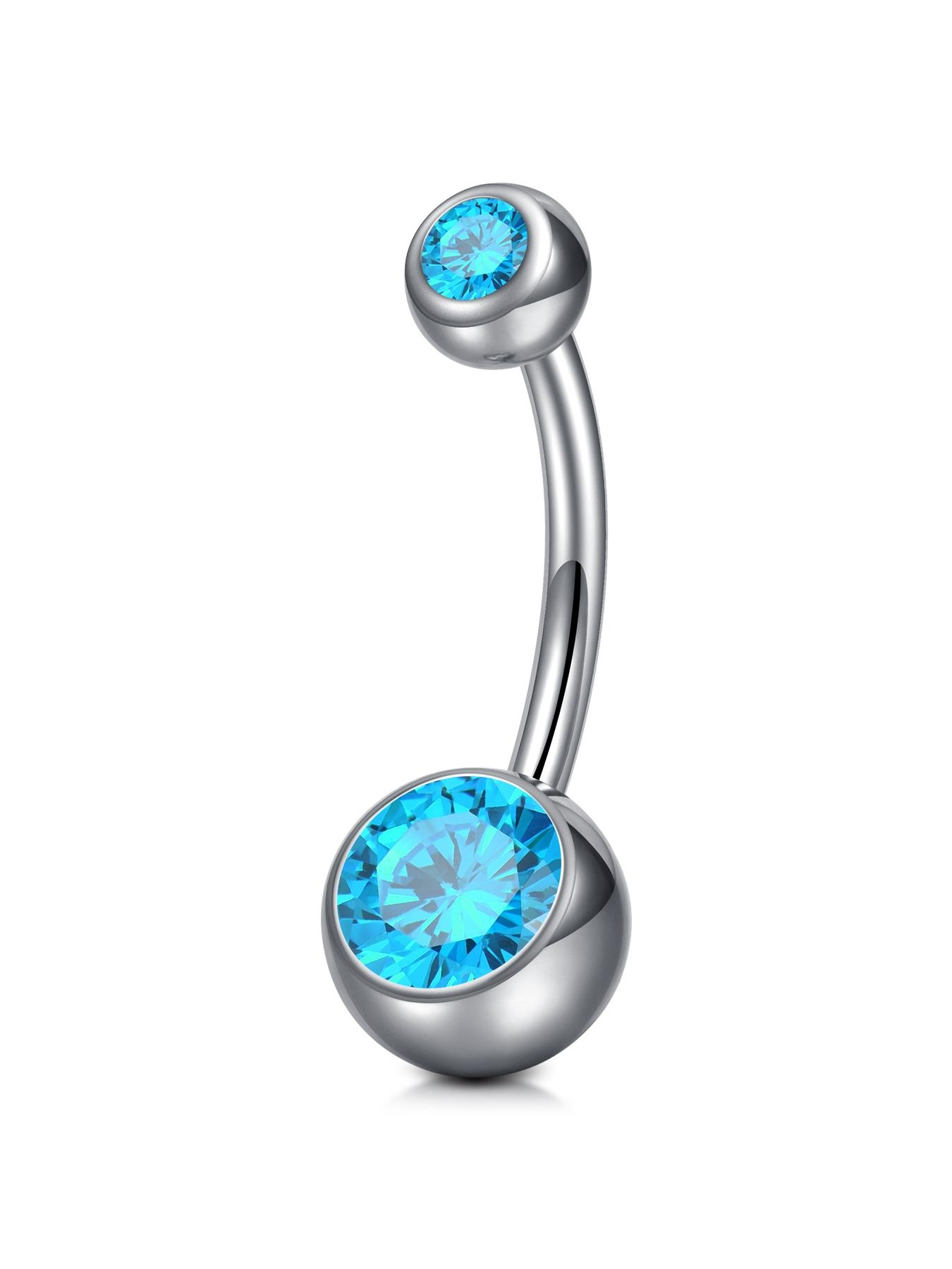14Gauge Belly Button Rings, G23 Titanium Alloy Cubic Zirconia Navel Barbell Rings Body Piercing Jewelry 6/8/10/12/14/16mm