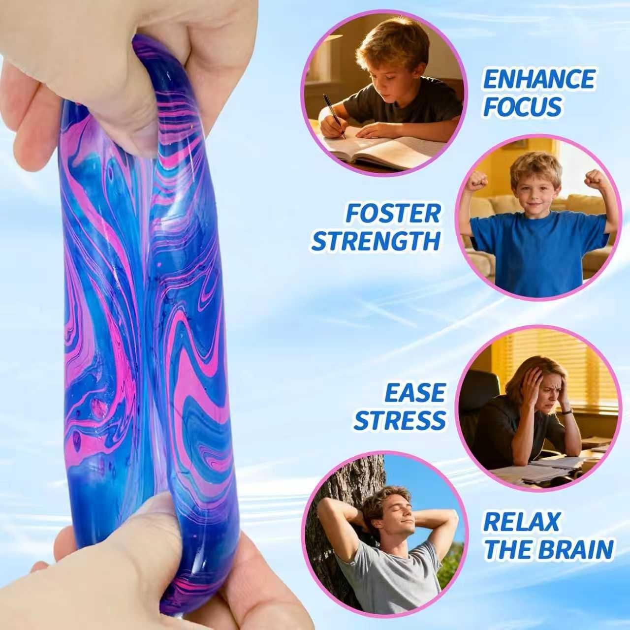 Anxiety-Relieving Squeeze Toy, Stress-Relief Fidget Cube, Substantial & Tactile Sensory Toy, Unique Swirled Color Design, Suitable for Adults & Children, Candy-Themed Stress Ball