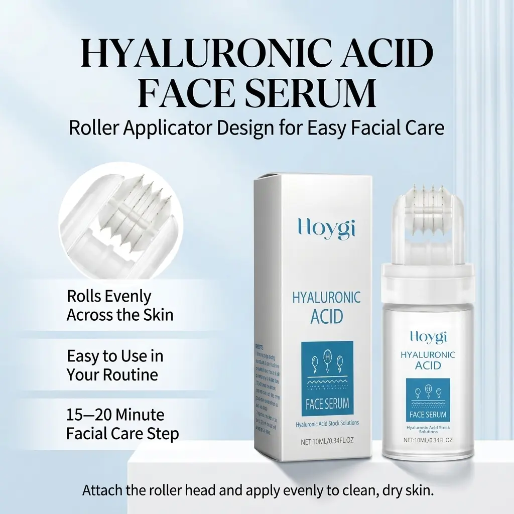 Hyaluronic Acid Roller Serum for Face, Hydrating Facial Essence with Roll-On Applicator, Moisturizing Skin Care for Dewy, Plump-Looking Skin and Refined-Looking Pores, Daily Serum for Dry Skin