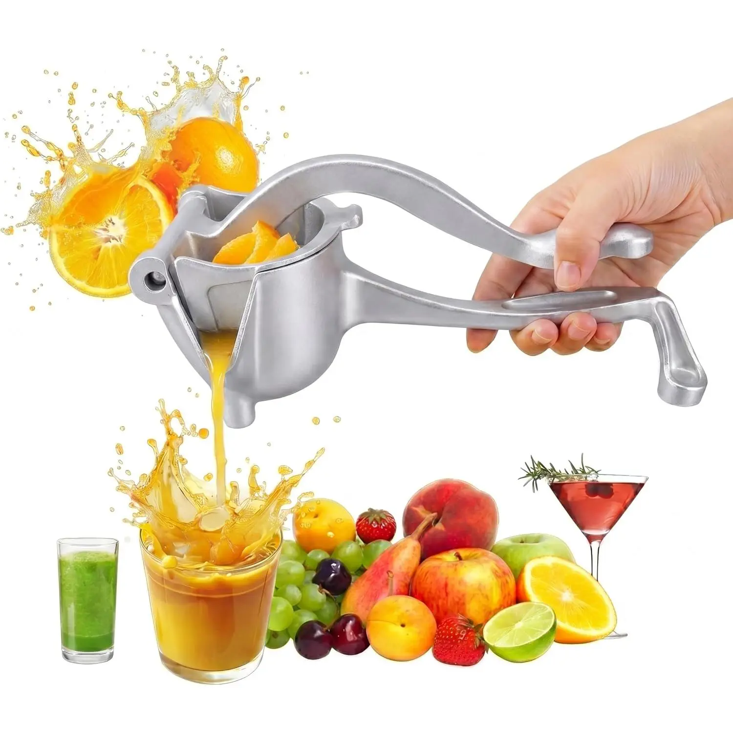 Stainless Steel Lemon Squeezer, Heavy Duty Manual Citrus Juicer & Handheld Fruit Press, Easy Cleaning Dishwasher Safe Kitchen Gadgets for Fresh Lemon, Lime & Orange Juice