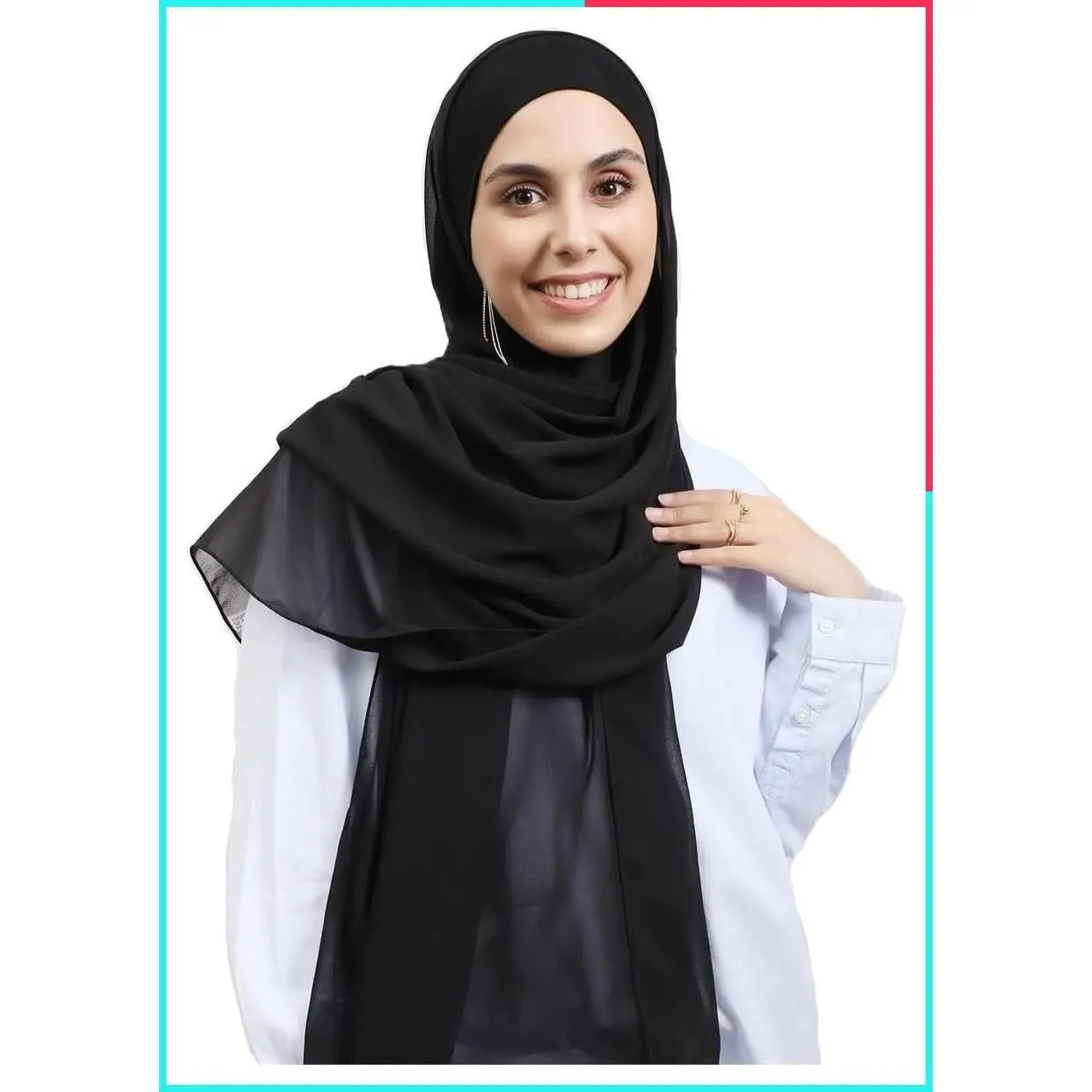 3-in-1 Instant Chiffon Hijab Set with Built-in Magnets, Undercap, and Modal Cap