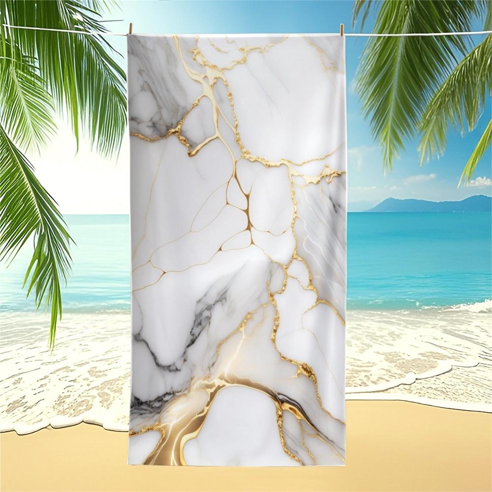 Marble Pattern Art Beach Towel, Luxury Premium Design, Quick Dry Absorbent Soft Skin-friendly, Ideal for Vacation Photoshoot Pool Daily Use