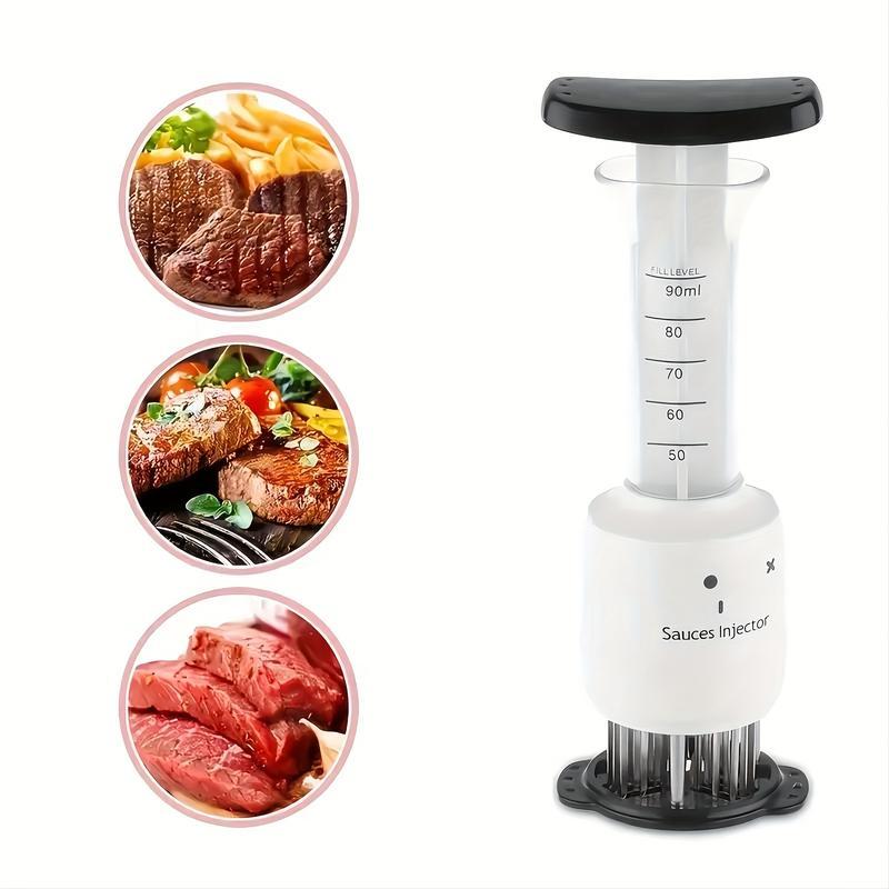 Needle-Type Meat Tenderizer, Steak Tenderizer Syringe Set, Flavor-Enhancing and Tenderizing Syringe, Essential Barbecue Grill Accessory, Suitable for All Kinds Of Meat. The Tenderizing Needle Makes The Meat Tender and Easy to Eat. Kitchen Accessory.