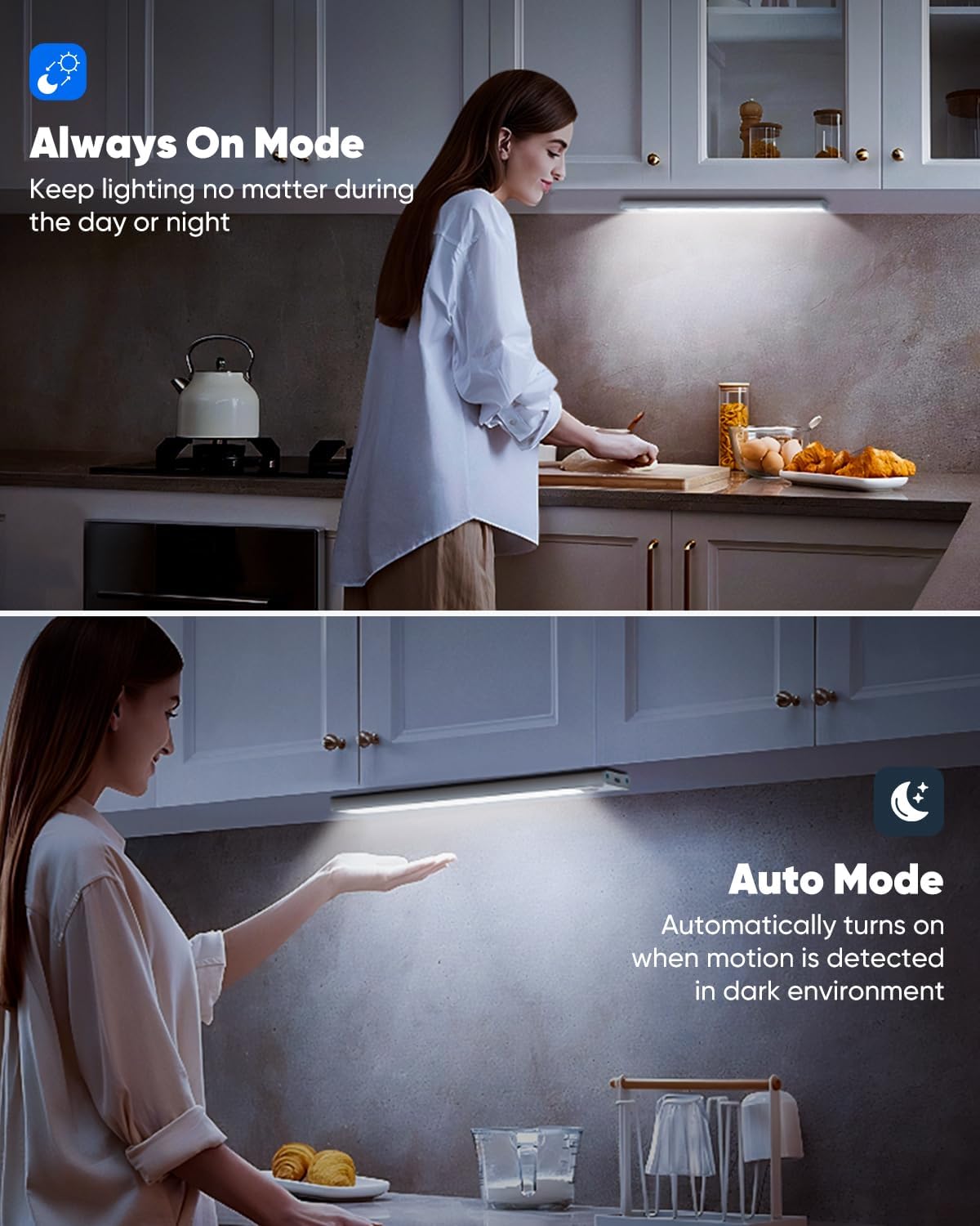 【SummerVibes】Under Cabinet Lighting 1/2/4 Pack Closet Light Motion Sensor Indoor Dimming USB Rechargeable LED Stick on Lights for Bedroom Kitchen Stair 16inch