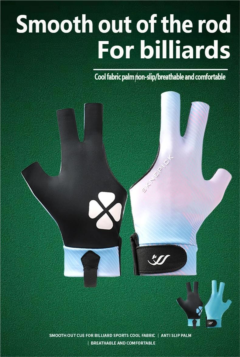Left Hand Professional Billiard Glove, Anti-Slip Breathable Three-Finger Design, Improved Aim Control, Durable Grip, All over Print, Billiard Accessories