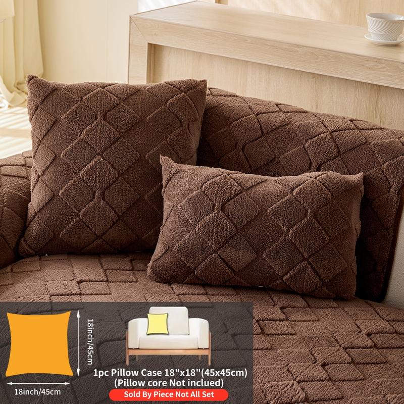 Modern Plush Diamond-Pattern Quilted Sofa Cover, Dustproof, Soft & Pet-Friendly Polyester Protector for Single-Seat to L-Shaped Couches