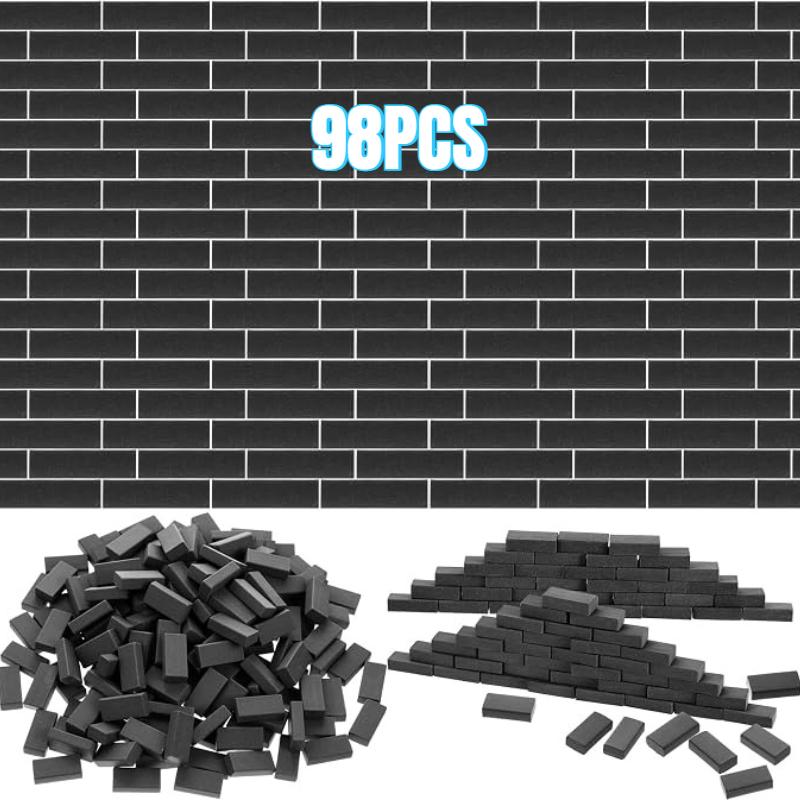 98PCS Mini Red Brick Model, Simulation Mini Bricks Can Be Reused For Miniature Scenes, DIY Handmade Building Materials For Architectural Scene Layout, Sand Table, And Mini House Landscape Decoration