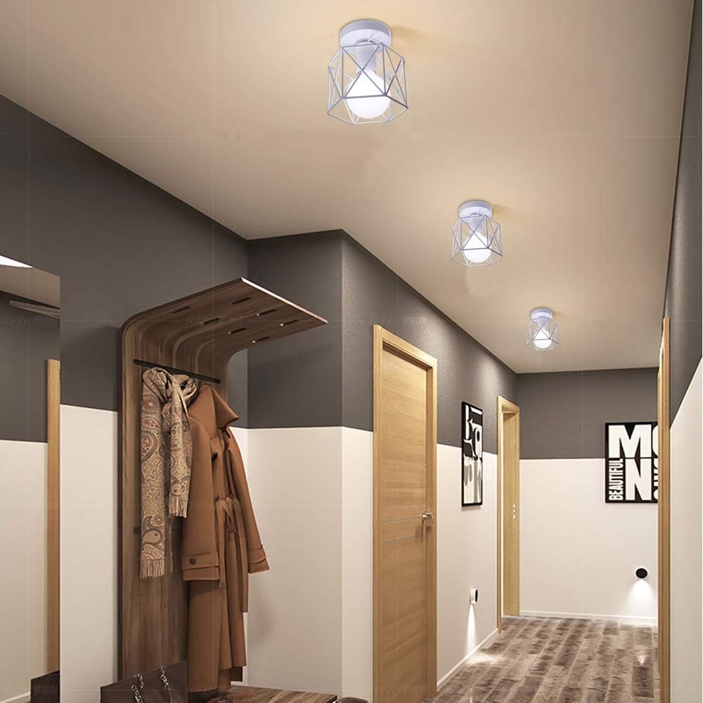 Modern Simple Style Ceiling Light with E27 Bulb Socket, Semi-Embedded Installation, Suitable for Kitchen, Hallway, Balcony, Bedroom (no Bulb)