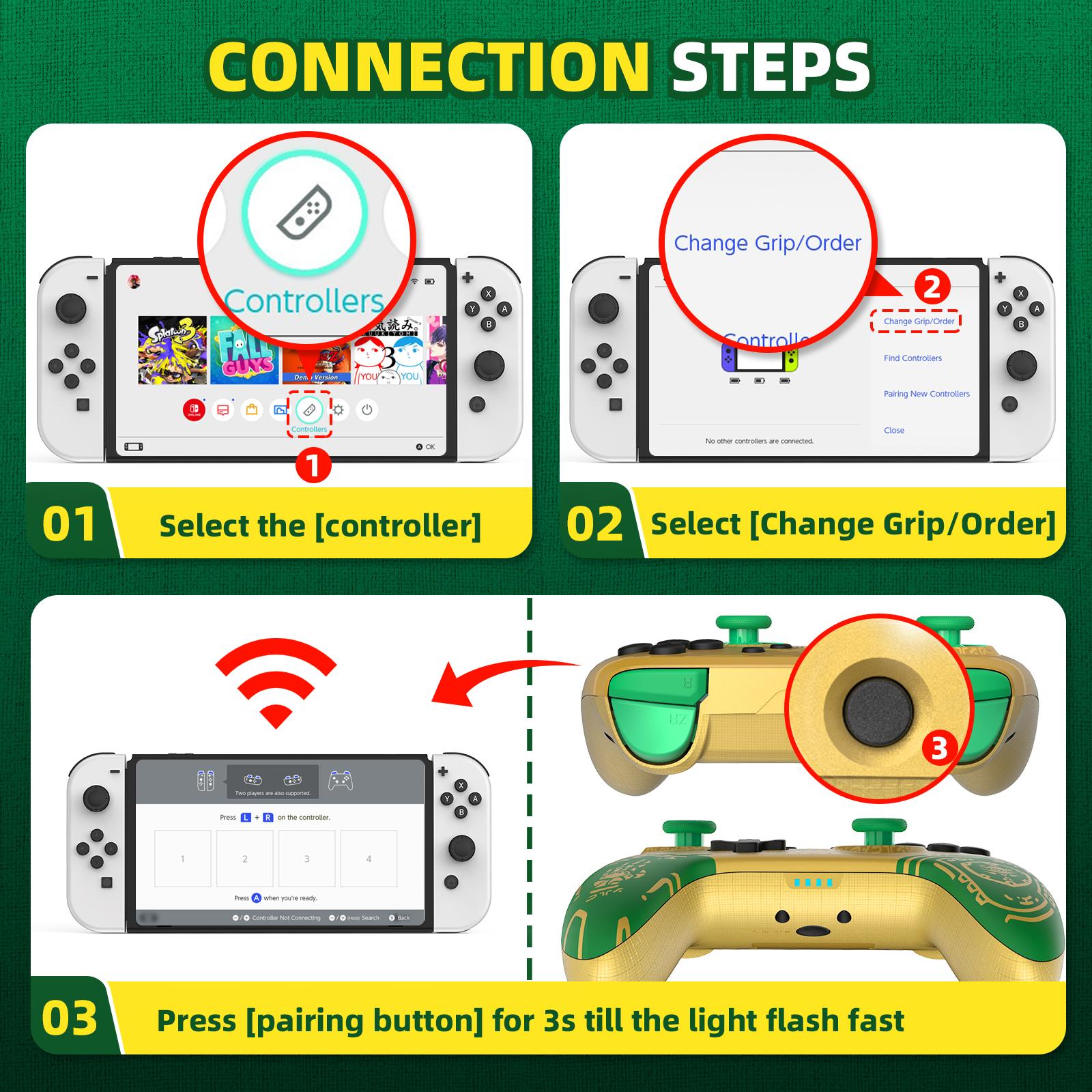 IINE Switch Controller, Wireless Switch Pro Controllers with Controller Storage Case, Switch Remote Gamepad with NFC, Turbo, Vibration, Wake Up and Motion Control Function