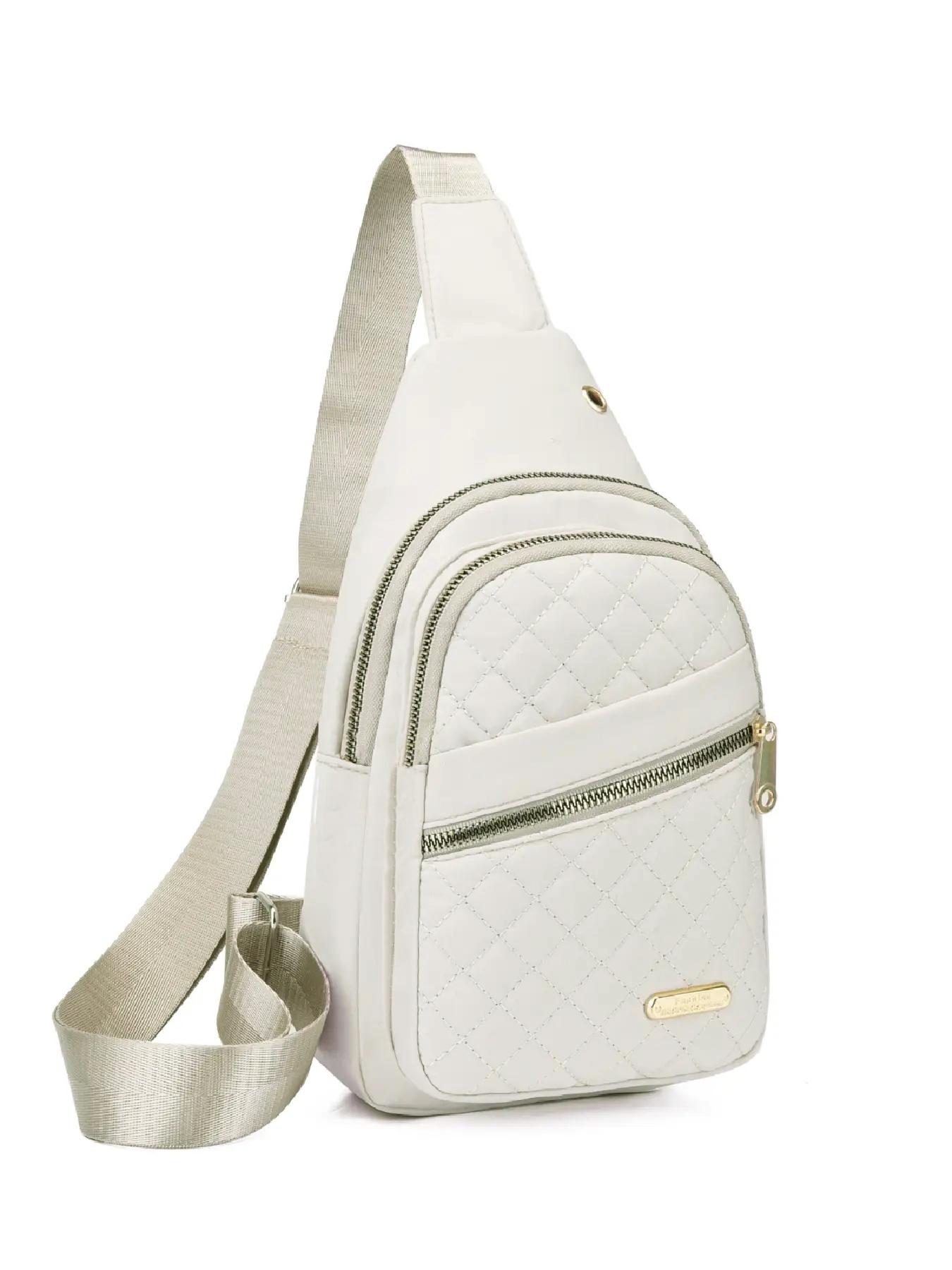 Quilted Texture Zipper Fanny Pack, Casual Solid Color Chest Belt Bum Bag for Women, Trendy Versatile Daily Commuting Bag, Girl Fashionable Crossbody Bag