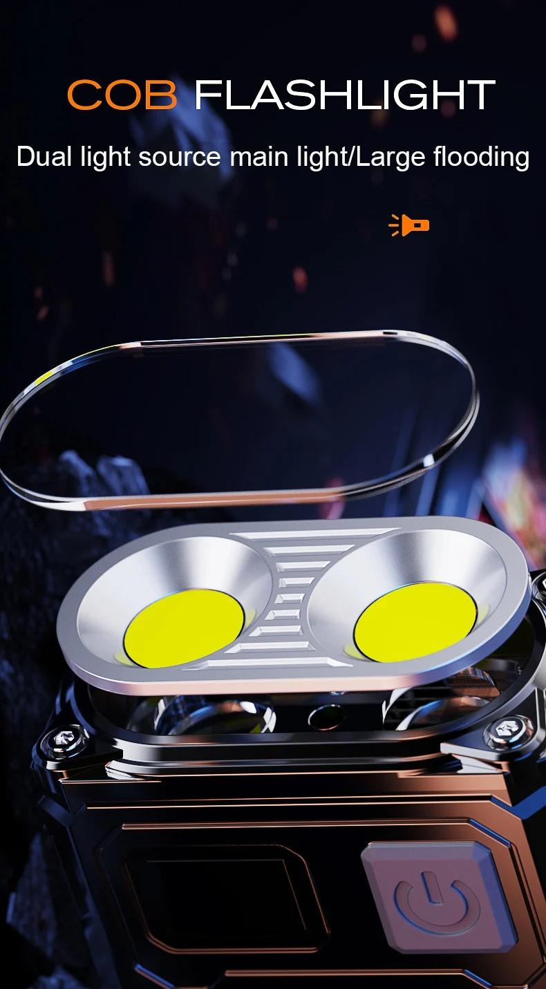 Portable Abs Flashlight, Adjustable Angle Headlamp, Magnetic Bottom, Durable for Camping, Outdoor Survival, Emergency Situations