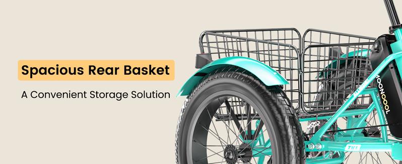 MOONCOOL Electric Tricycle for Adults, 20" x 4" Fat Tire Electric Trike, 48V 500W Motorized Electric Bicycle Bikes, 3 Wheels 7 Speed Ebike with Removable Battery, Aluminum Frame & Large Basket