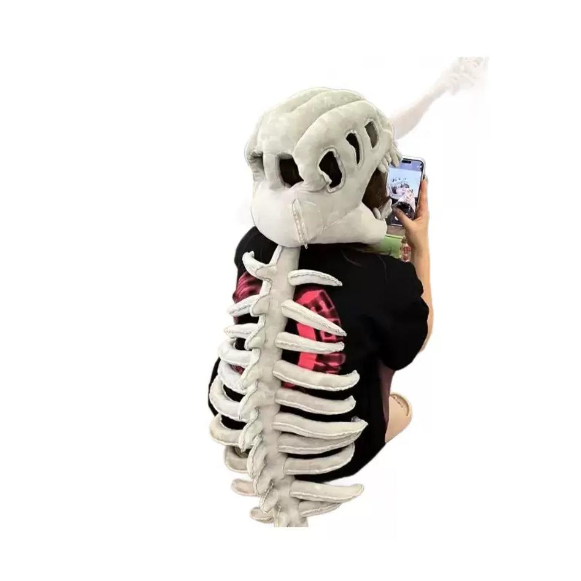 Halloween Dinosaur Skeleton Costume Headpiece, Animal Head Mask, Funny Role Play Plush Toy, Creative Prank Gift for Girlfriend, Kids, Family & Friends