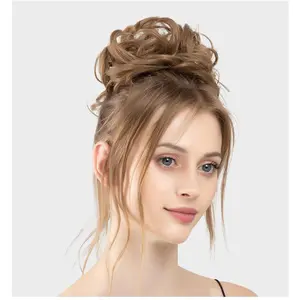 Bun with a flower bud-style topknot, natural and voluminous hair ties, hair accessory sets, ponytail hair ties