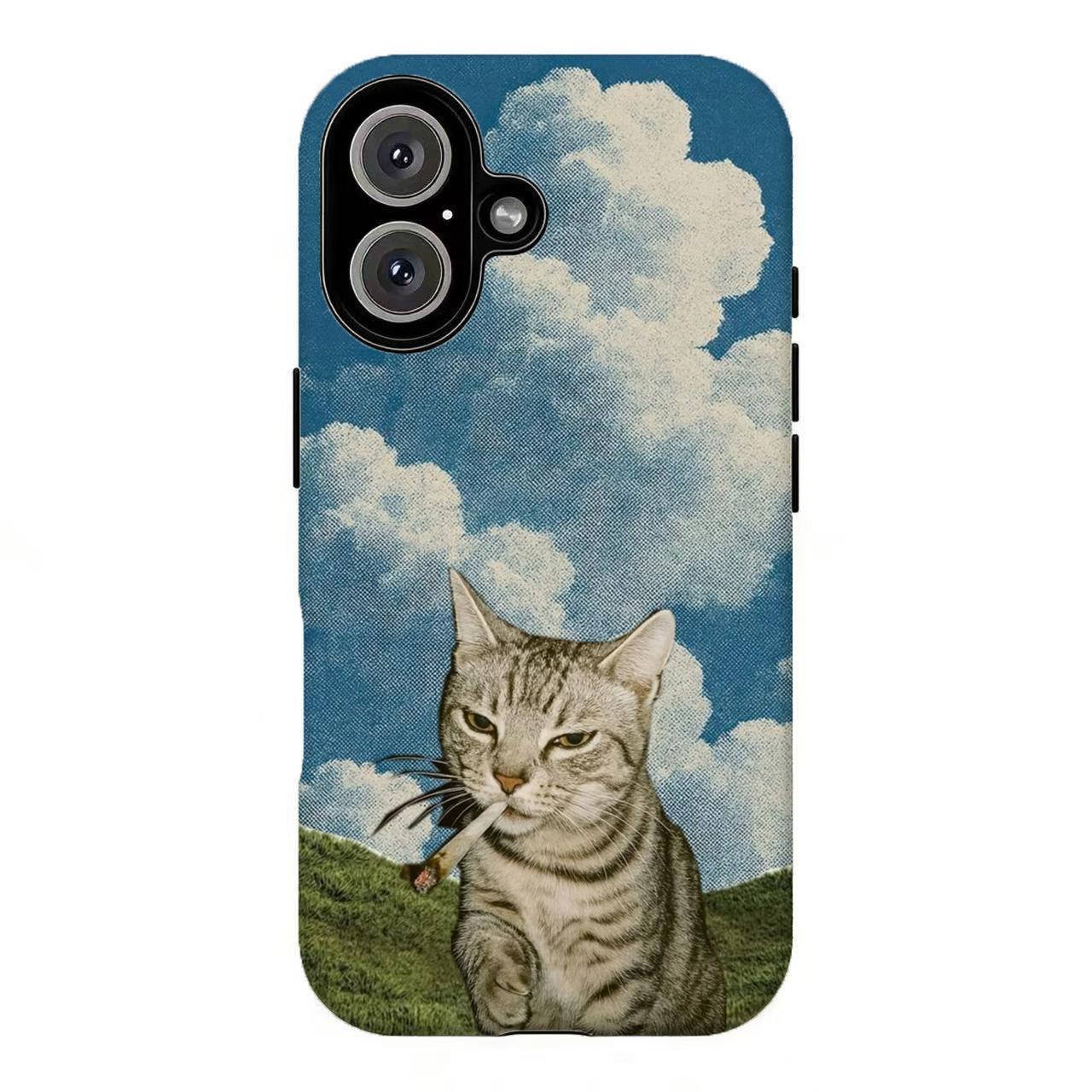 FL-Whimsical Cats Phone Case,Funny Cat Aesthetic Collage Art Cover For iPhone 11 12 13 14 15 16 17 Air Pro Max for Samsung S26 S25 S24 S23 S22 S21 Case,Gift for hei/him