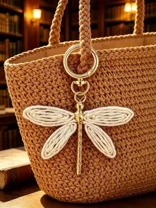 Colorful Dragonfly Keychain, Bohemian Style Handmade Woven Pendant, Cute Animal Theme Accessory, Perfect Gift for Friends and Fashion Lovers