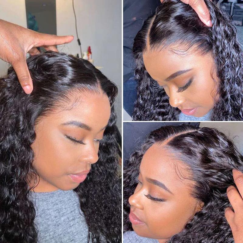 Bling Hair 6x4 7x5 Glueless Deep Wave Lace Wig Brazilian Human Hair Wigs Ready to Wear Transparent 13x6 Pre Cut Lace Frontal Wigs 180 Density Deep Curly Wig TikTokShopBlackFriday